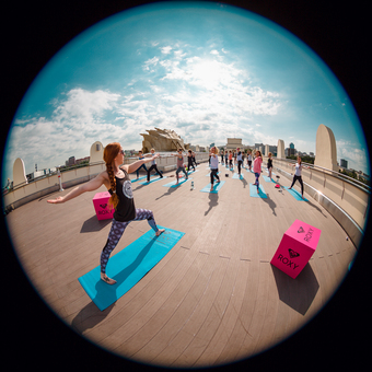 Roxy Yoga on the Observation deck of Gorky Park Museum